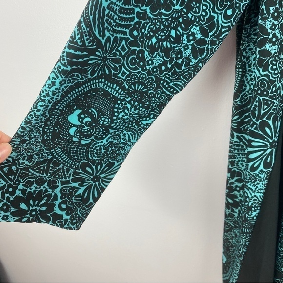 Flirty Pink Green Floral Rayon Crew Neck Longline Tunic Dress 2X - Picture 6 of 10